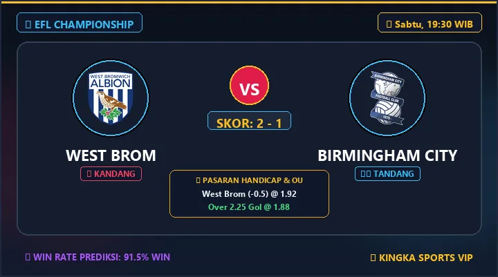 Prediksi West Brom vs Birmingham City 10 Okt 2026: Skor, H2H & Line-up